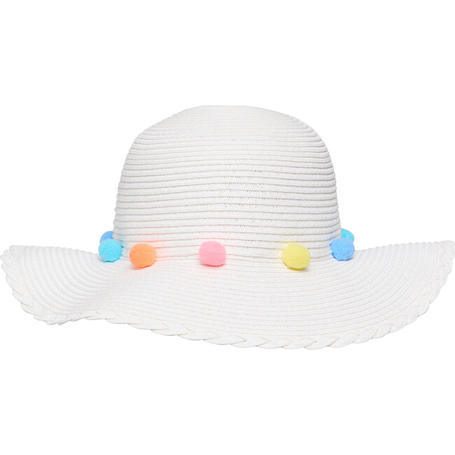 Colorful Pom-Pom Sun Hat Handmade Colorful Pom Pom Raffia Straw Sun Visor Hats for  main image 2