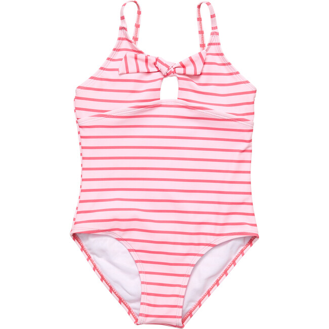Coral Stripe Sustainable Bow Swimsuit