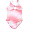 Coral Stripe Sustainable Bow Swimsuit - One Pieces - 1 - thumbnail