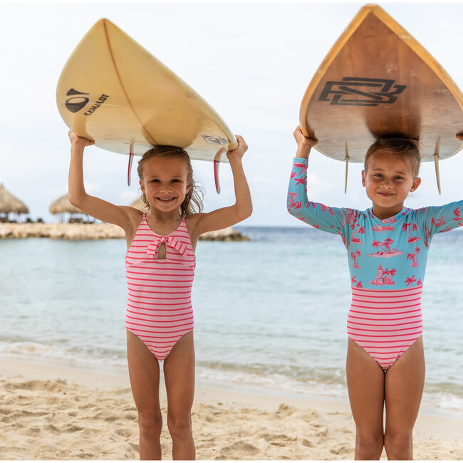 Coral Stripe Sustainable Bow Swimsuit