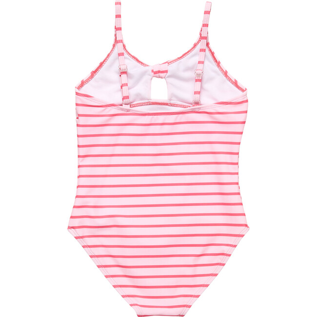 Coral Stripe Sustainable Bow Swimsuit - One Pieces - 3