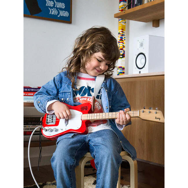Loog Mini 3-String Electric Guitar, Red - Musical - 1