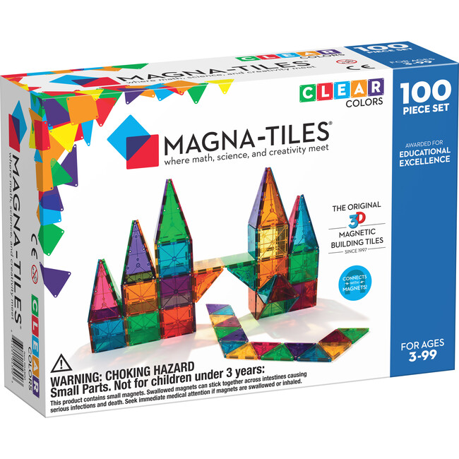 Magna-Tiles Clear Colors 100-Piece Set - STEM Toys - 4