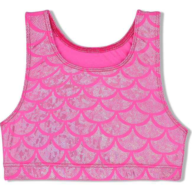 Pink Shimmer Mermaid Sports Bra Crop