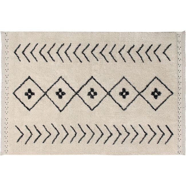 Bereber Rhombs Washable Rug, Natural