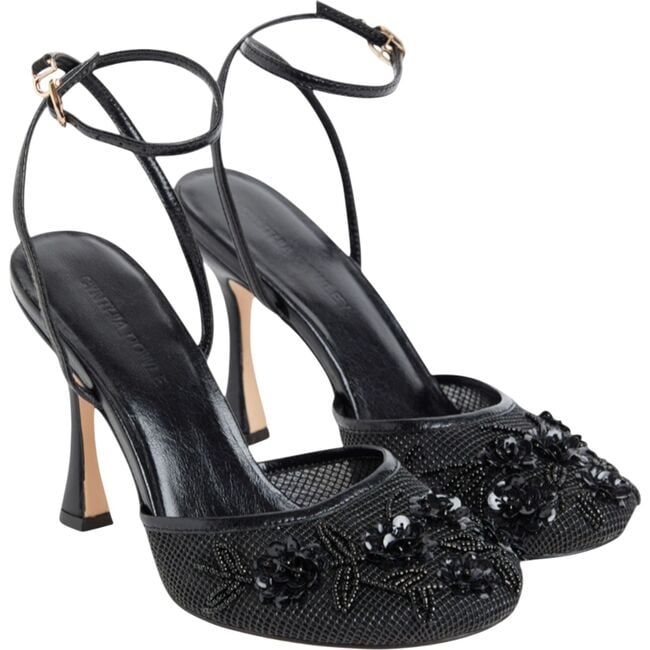 Palau Embellished Mesh Heel, Black