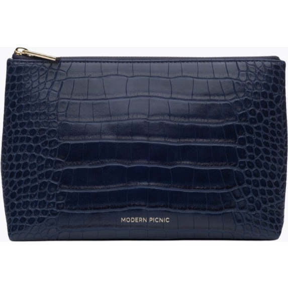 Insulated Small Snack Pouch, Navy Croc