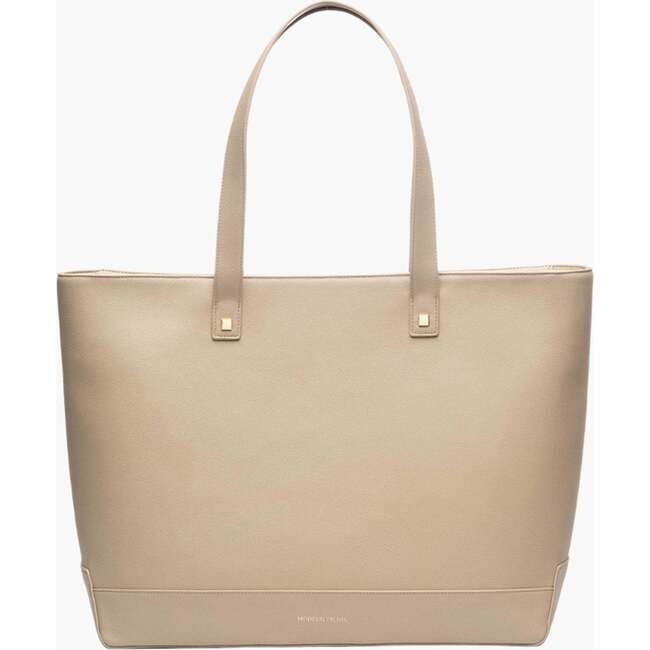 Vegan Leather Work Tote Bag with Removable Insulated Pouch, Cream