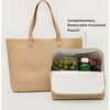 Vegan Leather Work Tote Bag with Removable Insulated Pouch, Cream Croc - Bags - 2
