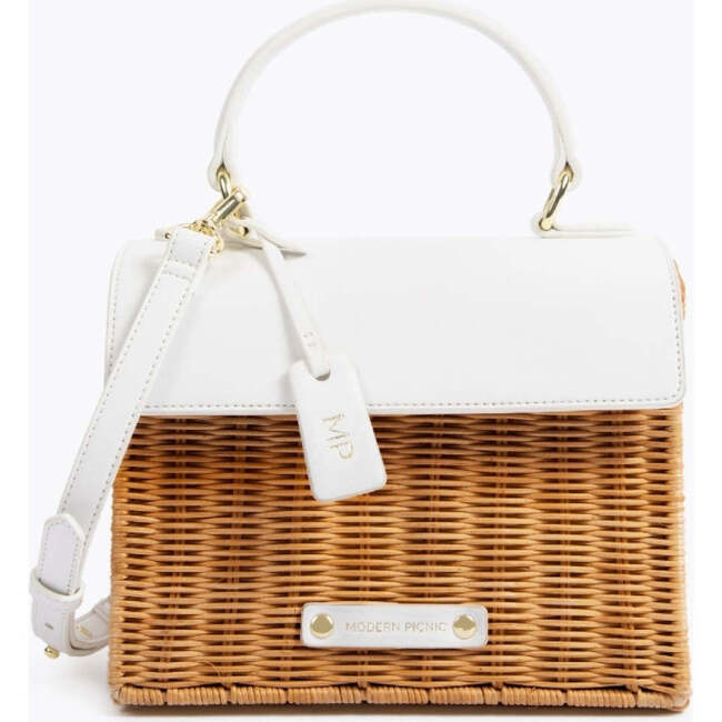 Mini Insulated Hand-Woven Wicker Lunchbox, Dark White