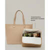 Vegan Leather Work Tote Bag with Removable Insulated Pouch, Cream - Bags - 2