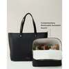Vegan Leather Work Tote Bag with Removable Insulated Pouch, Black - Bags - 2