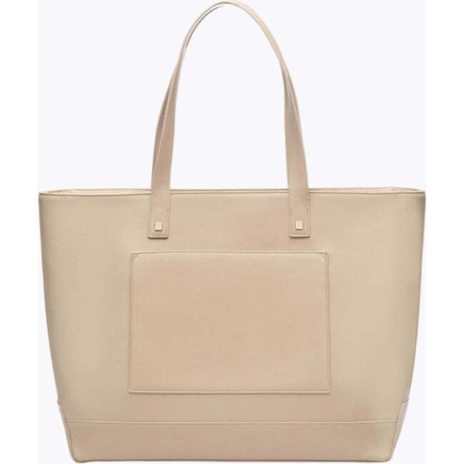 Vegan Leather Work Tote Bag with Removable Insulated Pouch, Cream - Bags - 3