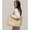 Vegan Leather Work Tote Bag with Removable Insulated Pouch, Cream Croc - Bags - 5