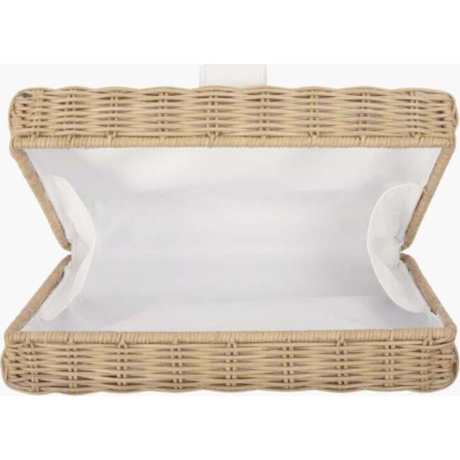 Insulated Small Wicker Snack Clutch, White - Lunchbags - 4