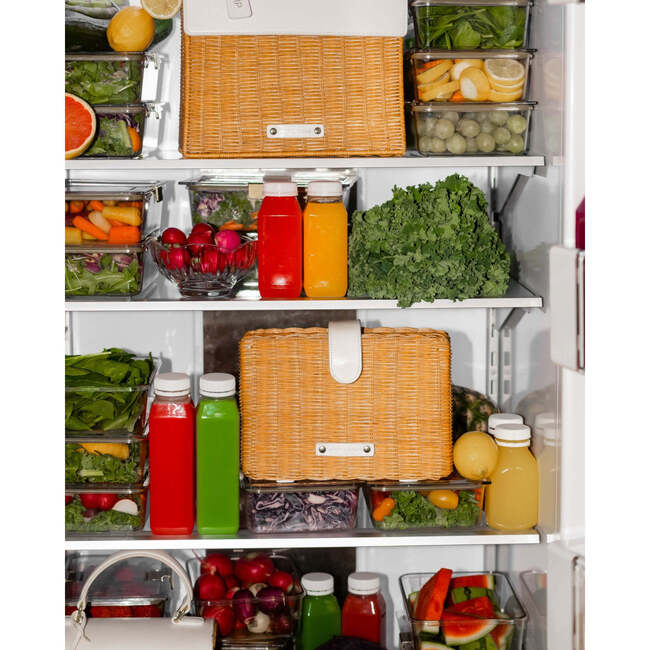 Insulated Small Wicker Snack Clutch, Dark White - Lunchbags - 7