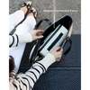 Vegan Leather Work Tote Bag with Removable Insulated Pouch, Black Canvas - Bags - 4