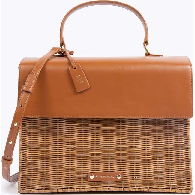 Large, Insulated, Hand-Woven Wicker Lunchbox, Brown