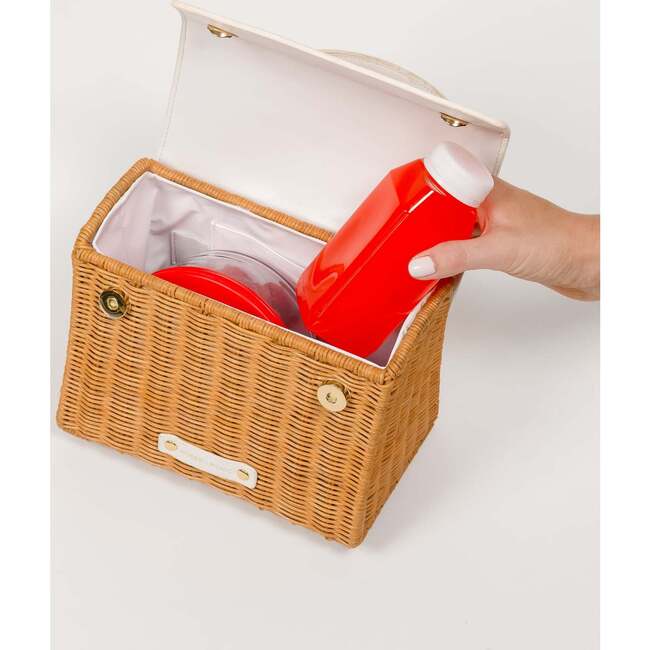 Mini Insulated Hand-Woven Wicker Lunchbox, Dark White - Lunchbags - 5
