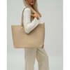 Vegan Leather Work Tote Bag with Removable Insulated Pouch, Cream - Bags - 5