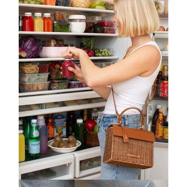 Mini Insulated Hand-Woven Wicker Lunchbox, Brown - Lunchbags - 7