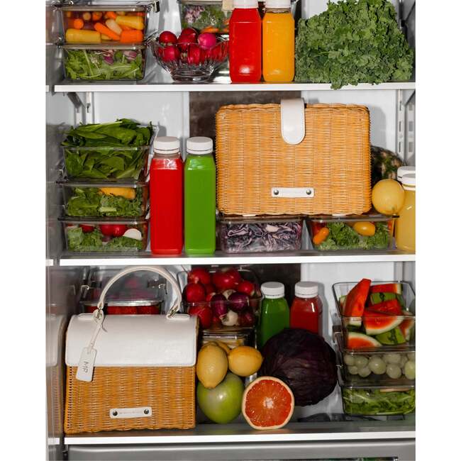 Mini Insulated Hand-Woven Wicker Lunchbox, Dark White - Lunchbags - 6