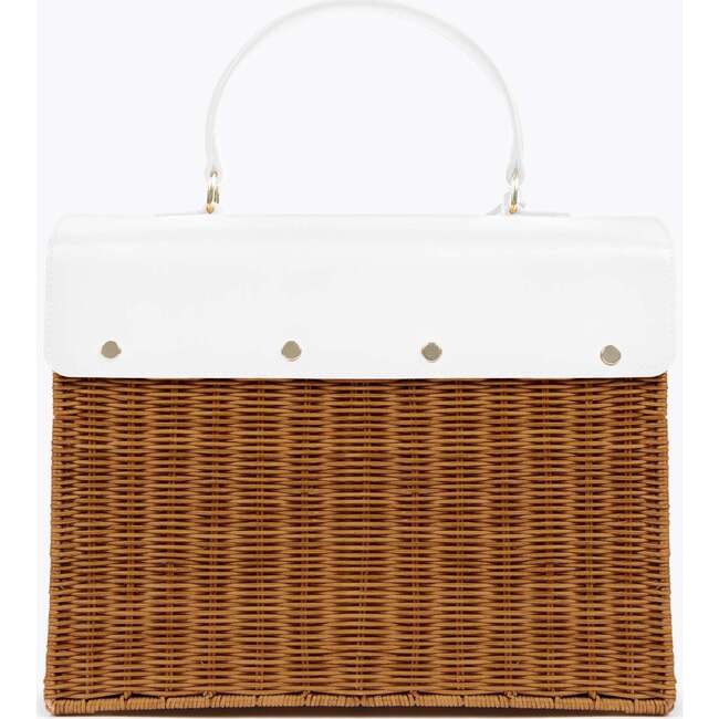 Large, Insulated, Hand-Woven Wicker Lunchbox, Dark White - Lunchbags - 3