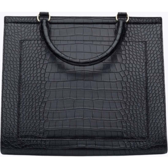 Large, Insulated, Chic Lunchbox, Black Croc - Lunchbags - 3