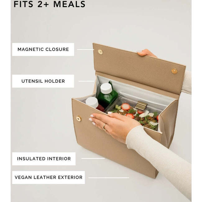 Large, Insulated, Chic Lunchbox, Cream - Lunchbags - 6