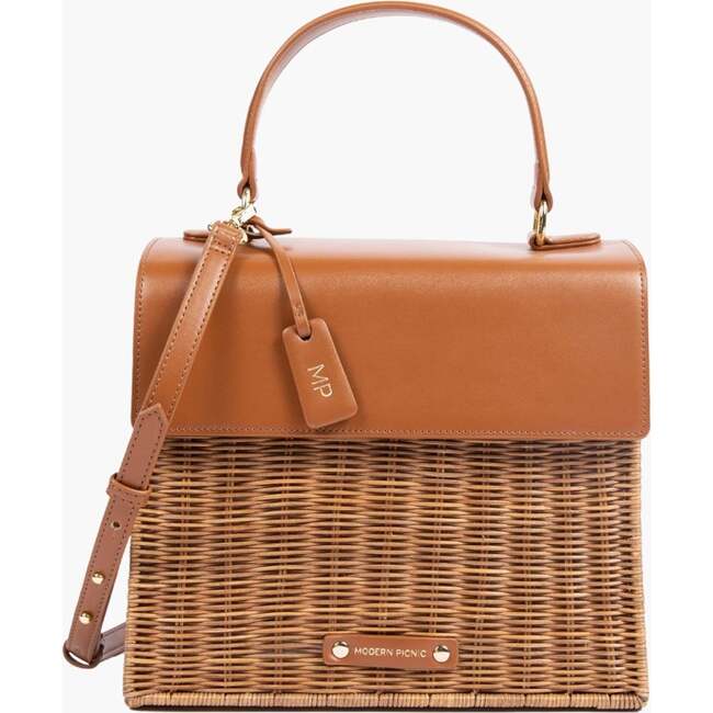 Medium Insulated Hand-Woven Wicker Lunchbox, Brown