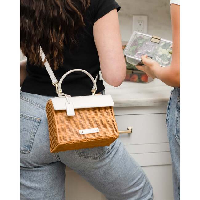 Mini Insulated Hand-Woven Wicker Lunchbox, Dark White - Lunchbags - 7