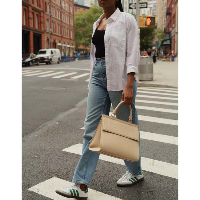 Large, Insulated, Chic Lunchbox, Cream Croc - Lunchbags - 7