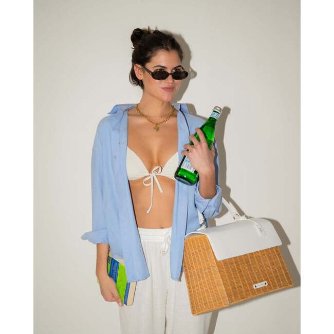 Large, Insulated, Hand-Woven Wicker Lunchbox, Brown - Lunchbags - 6