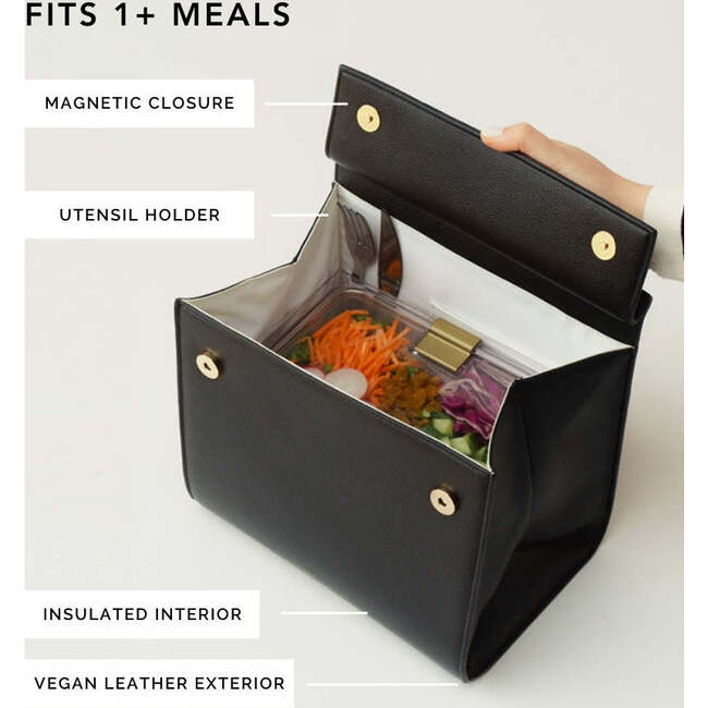 Medium Stylish, Chic Insulated Lunchbox, Black - Lunchbags - 6