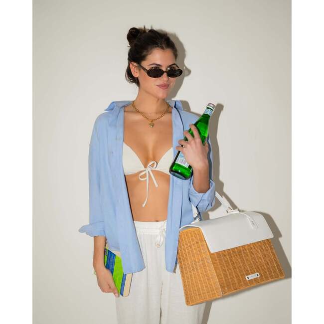 Large, Insulated, Hand-Woven Wicker Lunchbox, Dark White - Lunchbags - 6