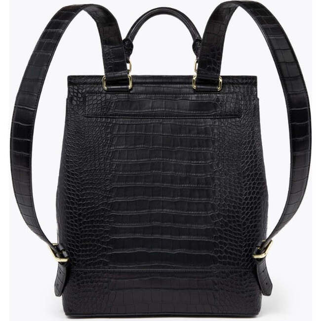 Chic, Stylish Padded Laptop Sleeve Backpack, Black Croc - Backpacks - 3