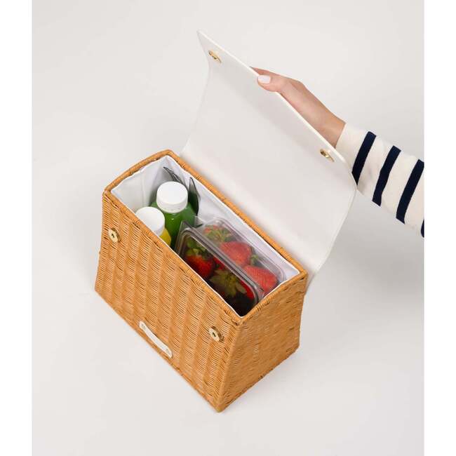 Medium Insulated Hand-Woven Wicker Lunchbox, Dark White - Lunchbags - 5