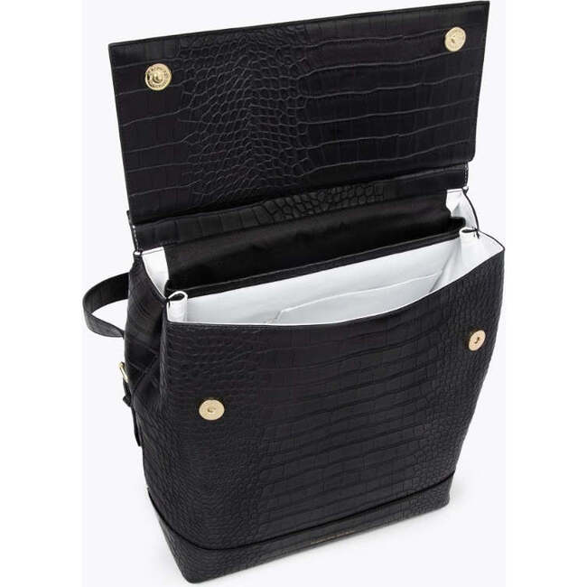 Chic, Stylish Padded Laptop Sleeve Backpack, Black Croc - Backpacks - 4