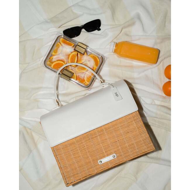 Large, Insulated, Hand-Woven Wicker Lunchbox, Dark White - Lunchbags - 7