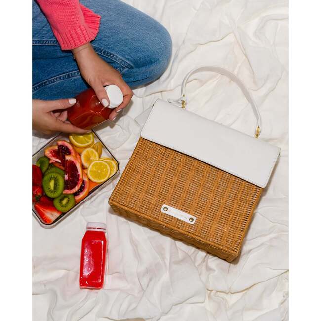 Medium Insulated Hand-Woven Wicker Lunchbox, Dark White - Lunchbags - 7