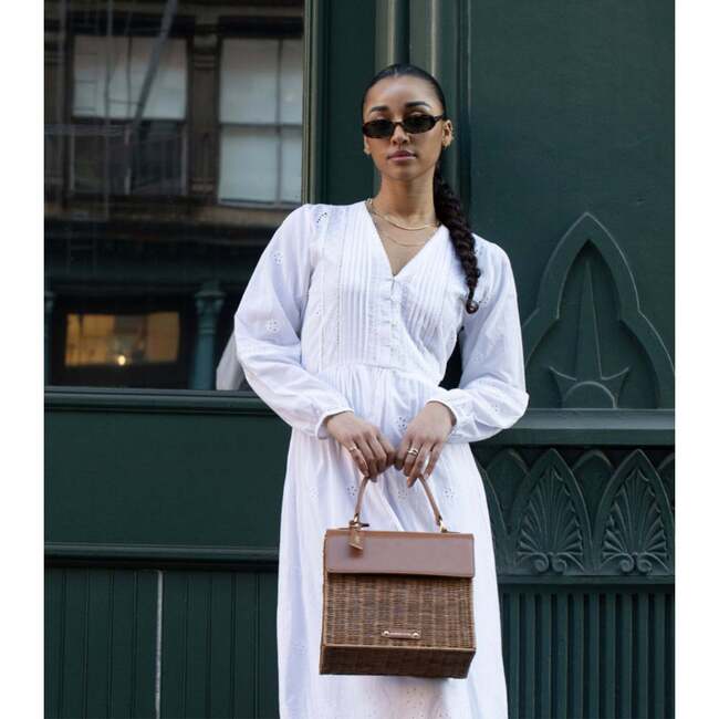 Medium Insulated Hand-Woven Wicker Lunchbox, Brown - Lunchbags - 6