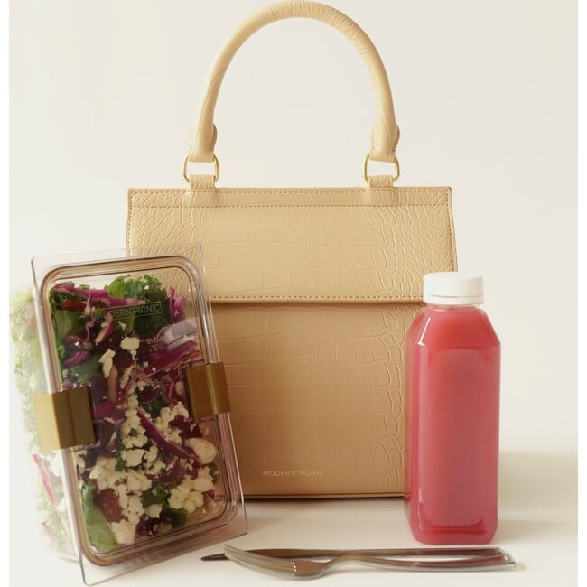 Medium Stylish, Chic Insulated Lunchbox, Cream Croc - Lunchbags - 7