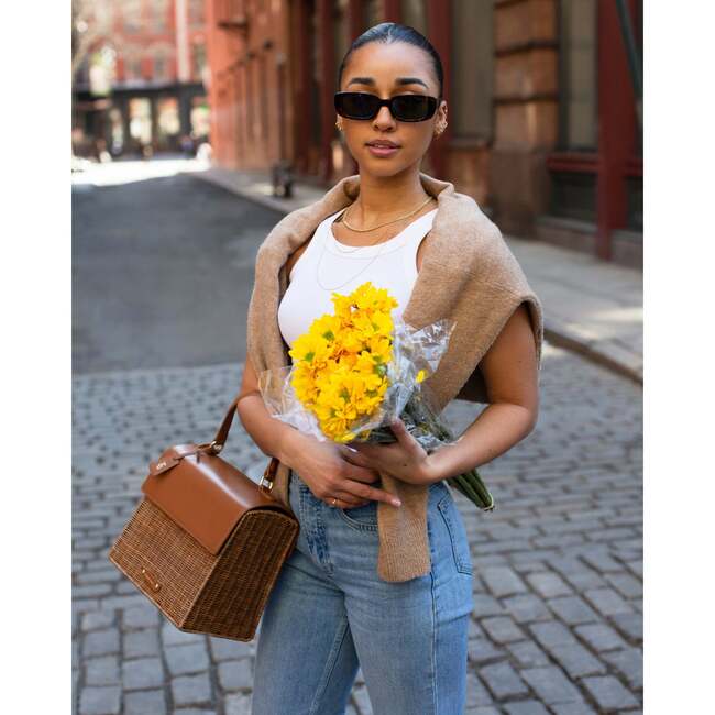 Medium Insulated Hand-Woven Wicker Lunchbox, Brown - Lunchbags - 7