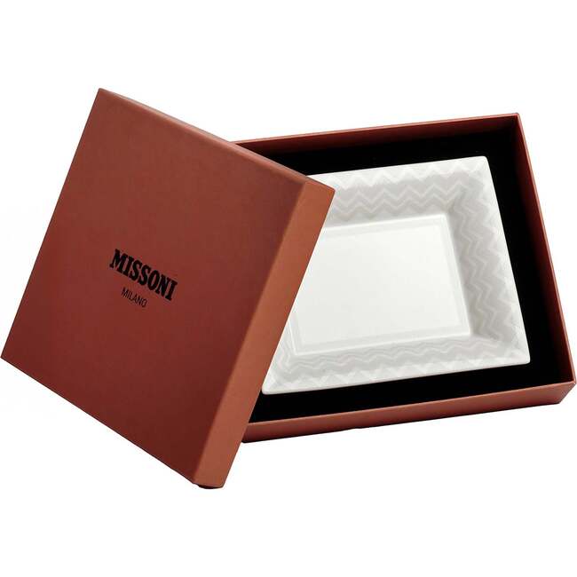 Tray Zig Zag Rectangular Large In Luxury Box White 8.5" X 6.75"