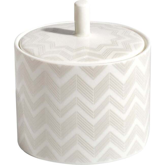 Sugar Pot Zig Zag  White Diam. 3.3", H 3.5"