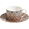 Tea Cup & Saucer Zig Zag Set of 2 In Luxury Box Jarris 148 Diam. 3.3", H 2.3", Cap. 7.5 Oz, Saucer Diam. 6" - Tableware - 2