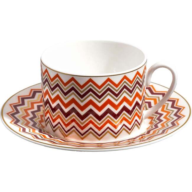 Tea Cup & Saucer Iconic Set of 2 In Luxury Box Diam. 3.3", H 2.3", Cap. 7.5 Oz, Saucer Dim. 6"