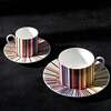 Tea Cup & Saucer Stripes Set of 2 In Luxury Box Jenkins 156 Diam. 3.3", H 2.3", Cap. 7.5 Oz, Saucer Diam. 6" - Tableware - 3
