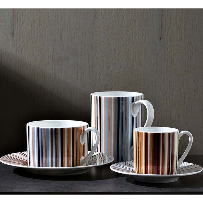 Tea Cup & Saucer Stripes Set of 2 In Luxury Box Jenkins 148 Diam. 3.3", H 2.3", Cap. 7.5 Oz, Saucer Diam. 6"