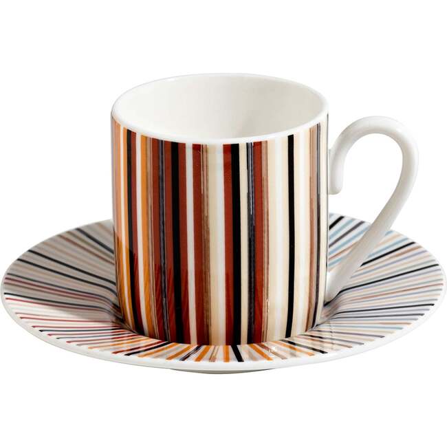 Tea Cup & Saucer Stripes Set of 2 In Luxury Box Jenkins 148 Diam. 3.3", H 2.3", Cap. 7.5 Oz, Saucer Diam. 6" - Tableware - 3